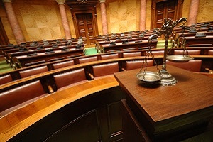 Decorative Scales of Justice in the Courtroom